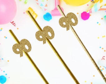 90th Birthday Straws, 90th Party Decorations, 90th Birthday Party Straws, Paper Straws