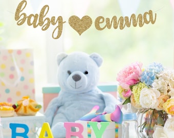 Custom Gold Glitter Baby Shower Banner, Pregnancy Announcement