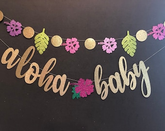Aloha Baby Shower Banner, Luau Garland