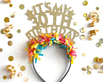 30th Birthday Headband, Headband, 30th Birthday decorations, 30th Birthday Party Hat, Birthday Headbands