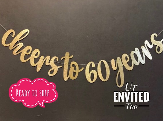 YESSWL 60 Years Loved Banner – Glitzer-Banner Zum 60. Geburtstag Oder Jubiläum