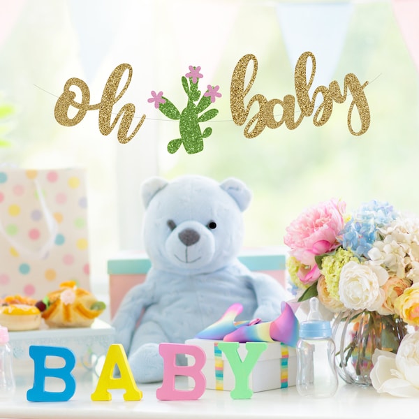 Oh Baby Banner, Cactus Fiesta Baby Shower Decorations