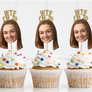 30th Photo Cupcake Toppers, Custom Cupcake Toppers, 30th Birthday Cupcake Toppers, 30th Birthday Decorations