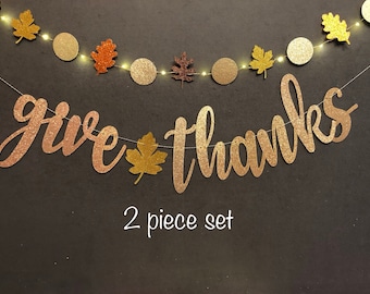 Give Thanks Glitter Banner, Thanksgiving Fall Decor