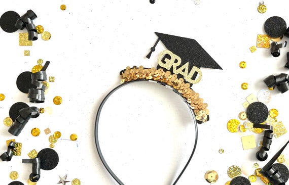 Diadema Graduación Negra Borla Dorada - Gorro Graduación 2023 Fiesta