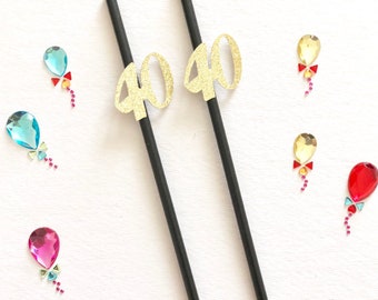 40th Birthday Straws, 40th Party Decorations, 40th Birthday Party Straws, Paper Straws