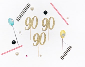 90th Birthday Cupcake Toppers, 90th Birthday, 90 Birthday Decorations