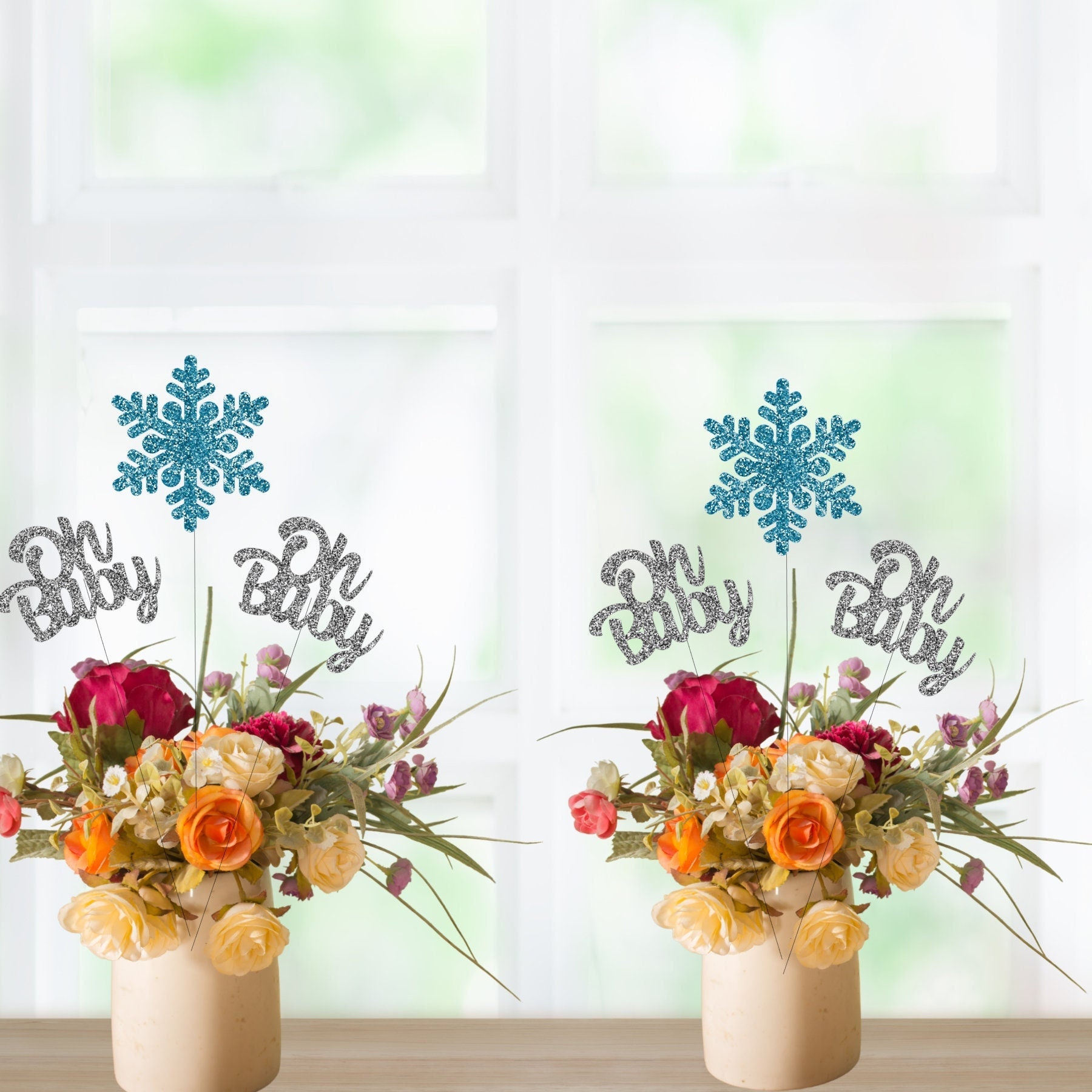 Oh Baby Centerpiece Oh Baby Snowflake Centerpiece Winter baby Shower Centerpieces Baby Shower Table Decorations