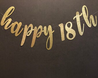 Happy 18th Birthday Banner – Glitzer-Deko Zum Erwachsenwerden (schwarz, Zum Zusammenstecken)