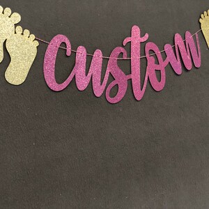 Baby Shower  Banners, Custom Party Banner, Pink Banner with baby feet, Baby Shower Decorations, Pink Banner