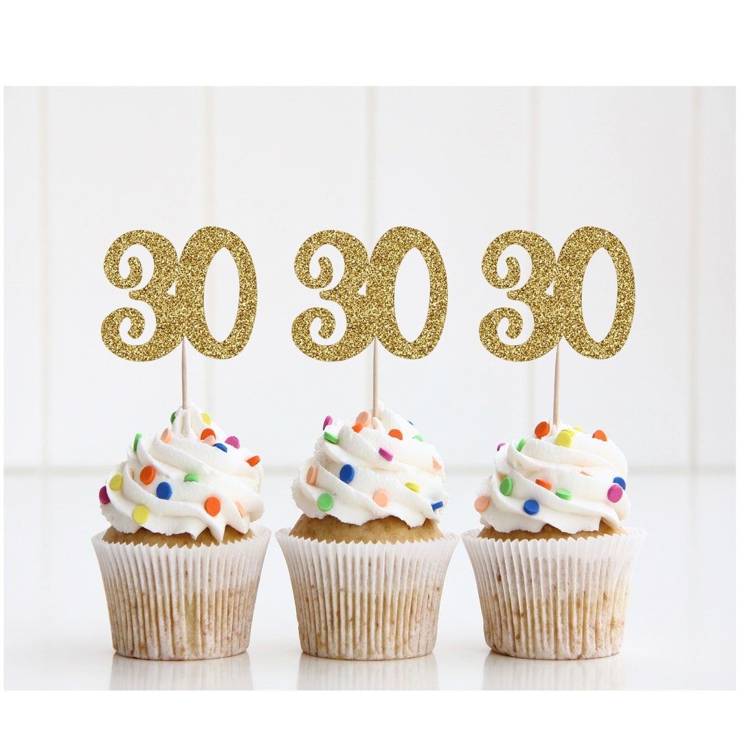 30th Birthday Cupcake Toppers, 30th Birthday, 30th Birthday Decorations ...