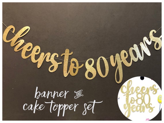 Happy 80th Birthday Banner - Gold Glitter Party Decor For 80 Years Celebration - View #4