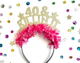 40th Birthday Headband, 40 Looks Good Headband, 40th Birthday Crown, 40th Birthday Party Decorations, 40th Birthday Party Hat