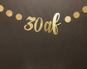 30th Birthday Glitter Banner, Party Garland