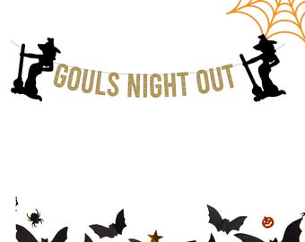 Ghouls Night Out Halloween Party Banner, Lowercase Letters