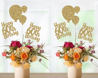 60th Birthday Table Decorations, 60th Birthday Decorations, Happy 60th Birthday Centerpieces