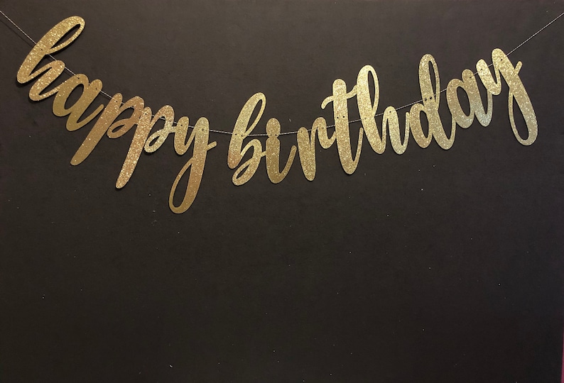 Happy Birthday Banner Glitter Banners Birthday Banners Etsy