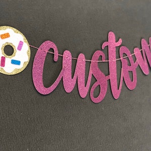 Donut Banner, Party Sign, Donut Decorations, Custom Banner, Birthday Banner, Birthday Sign, Pink Sign, Birthday banners