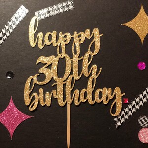 Happy 30th Birthday Cake Topper, Cake Topper, Glitter Cake Topper, 30th Birthday Decorations, 30th Birthday