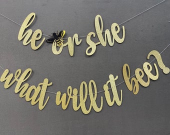 What will it be Banner, Gender Reveal Banners Bee Themed Baby Shower, Bee Baby Shower, Baby Bee Shower Banner