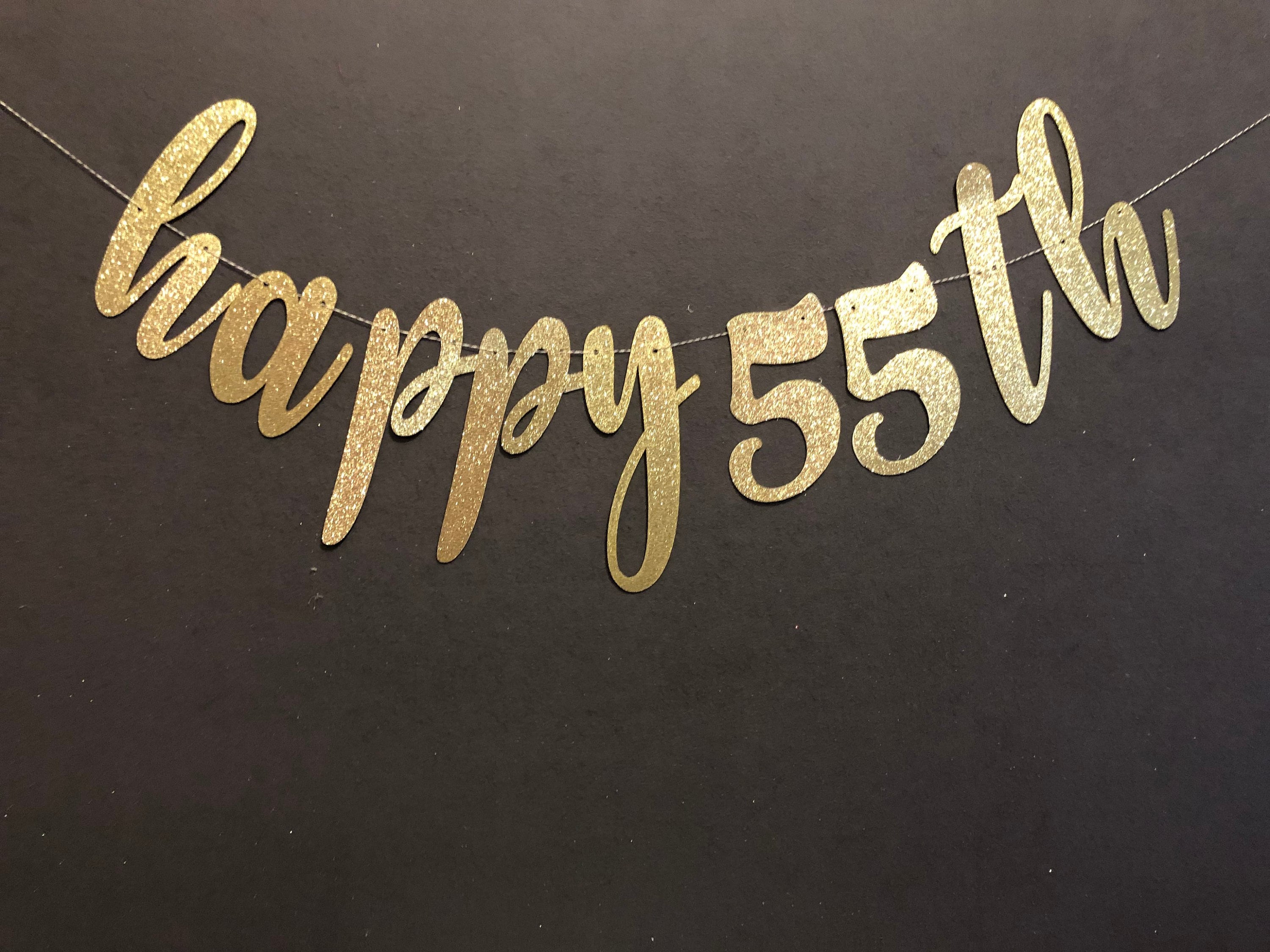 Happy 55th Birthday Banner 55th birthday decorations Glitter | Etsy