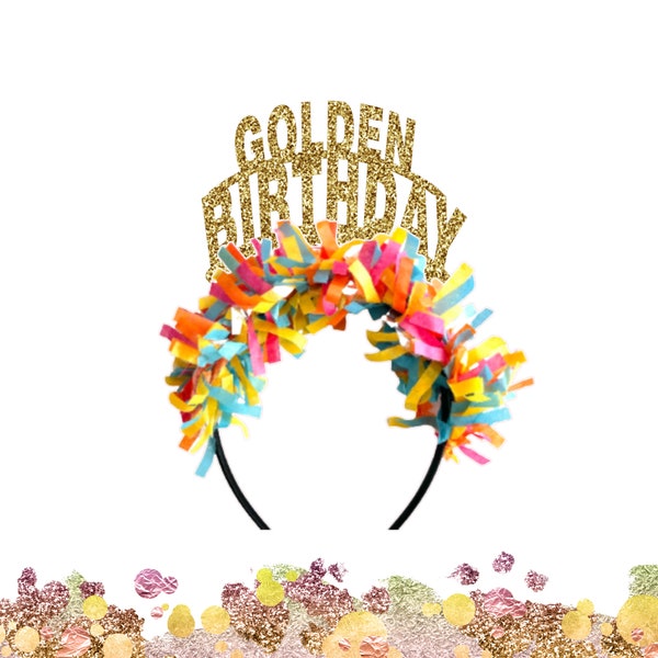 Golden Birthday Headband, Birthday Headband, Birthday Decorations, Birthday Gift for a woman
