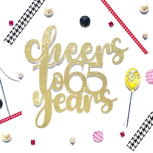 65th Cake Topper, 65 & Blessed Cake Topper, Gold Cake Topper, 65th Birthday Cake Topper, Cake Decorations