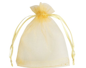 100 Gold Organza Gift Pouch Wedding Favour Bag Jewellery Pouch- 6 Sizes