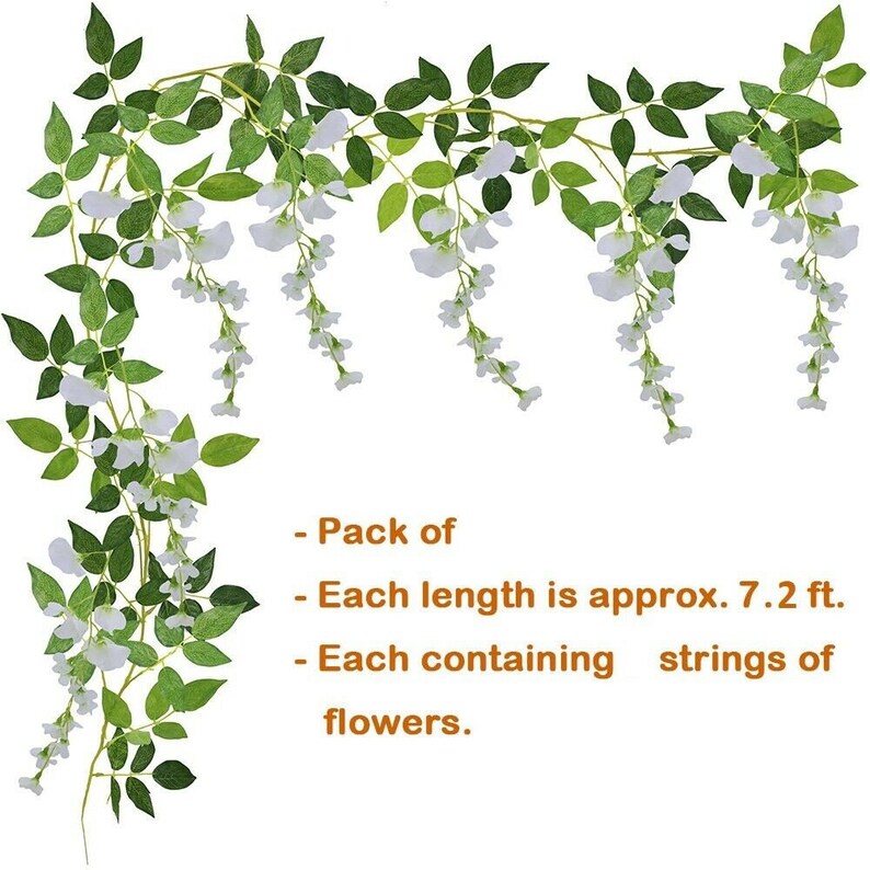 2pcs Artificial Wisteria Vine 7FT Garland Plant Foliage Etsy UK