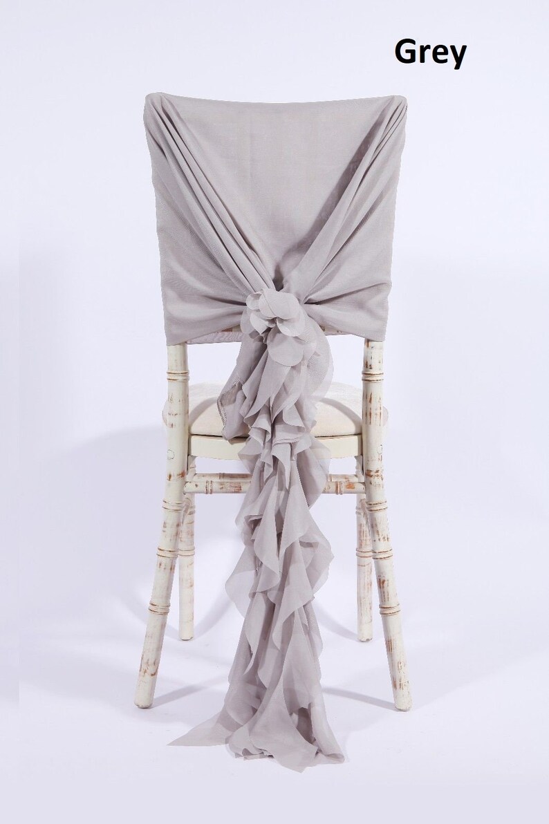 Romantic Ruffles Chiffon Chair Sash & Cap Chair Cover Sash - Etsy UK