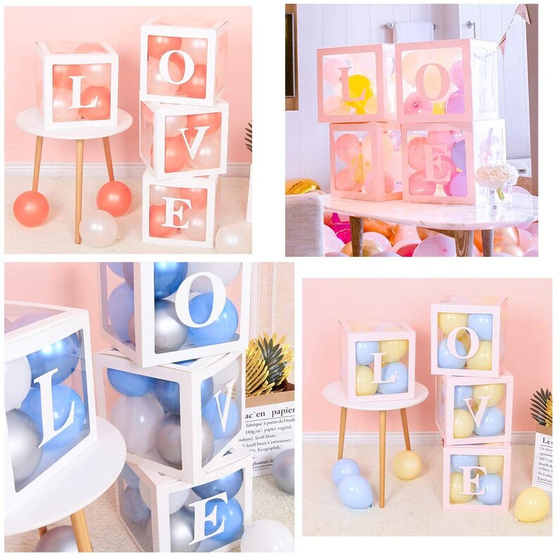 Baby Shower Decorations Box Kit 4Pcs White LOVE Transparent Etsy
