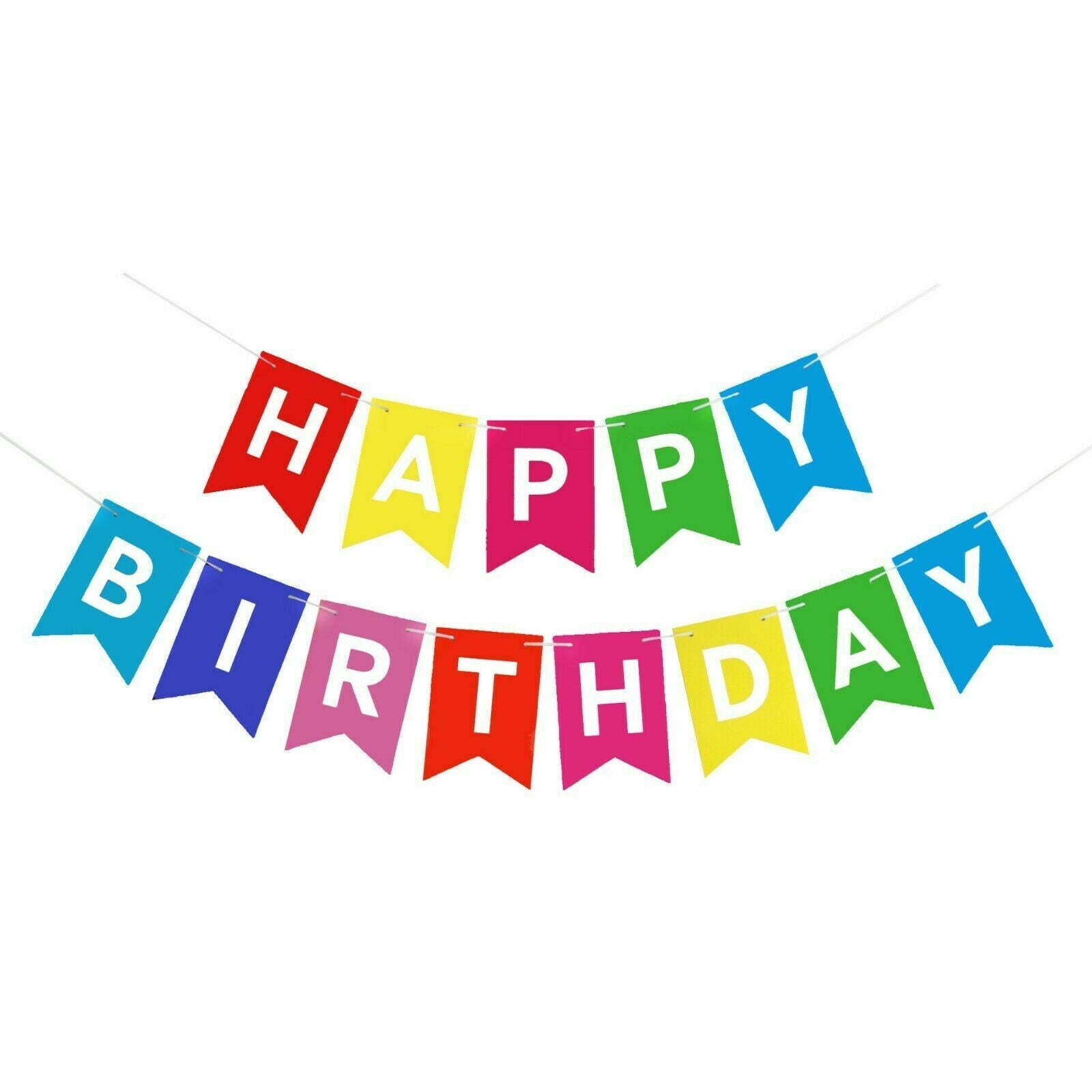 Rainbow Happy Birthday Bunting Banner Pastel Hanging Letters Party