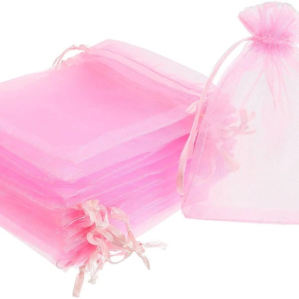 100 Baby Pink Organza Bag (5cmx7cm) Regalo Pouch matrimonio Favorito Borsa gioielli sacchetto