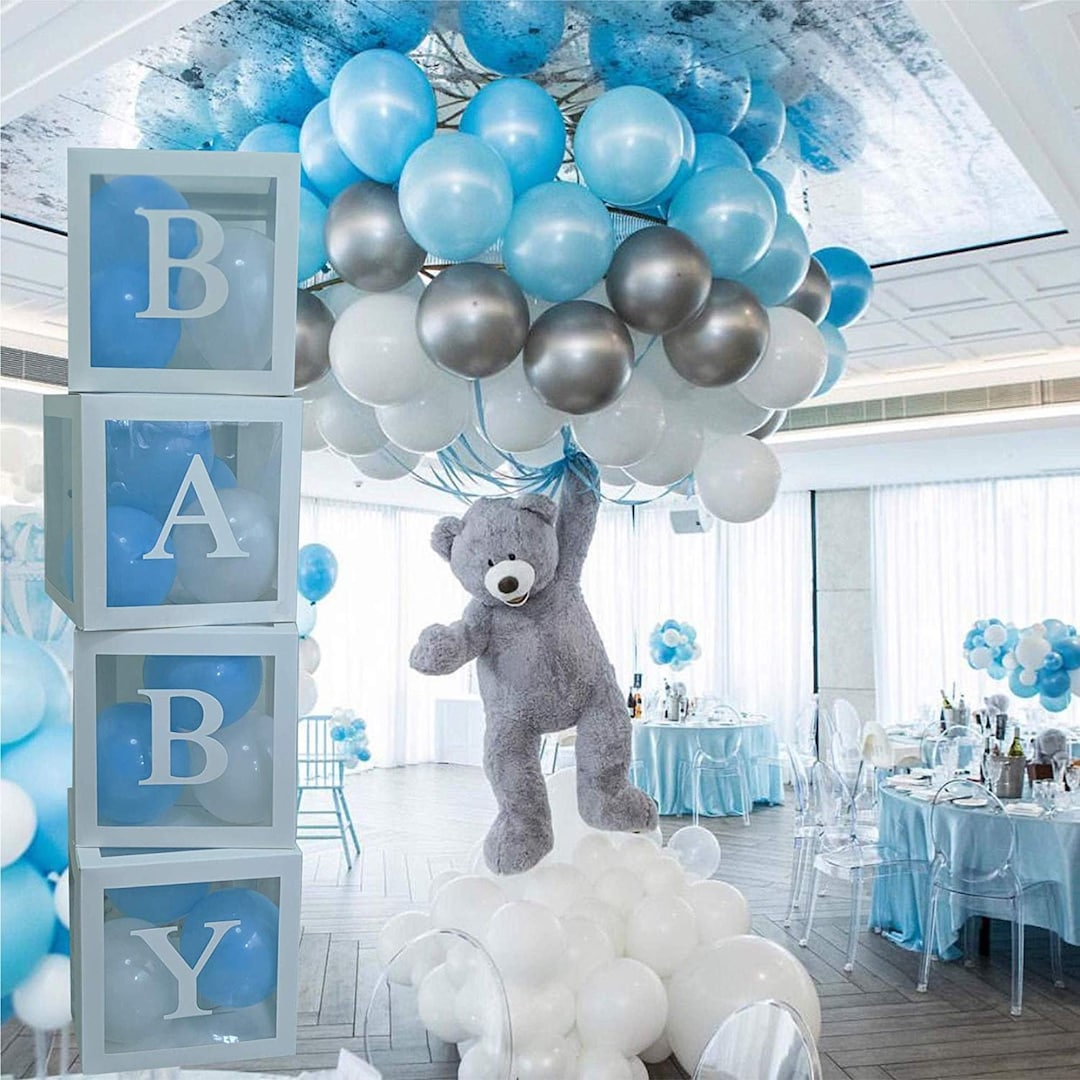 White Gold Baby Shower Box Baby Balloon Boxes 1st Birthday Party
