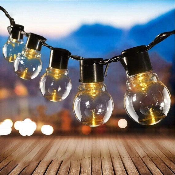 10/20LED Solar Retro Edison Bulb String Lights Garden Party Globe Bulb Lamp Warm 