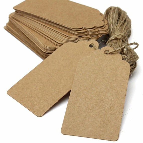 100Pcs Kraft Hollowed-out Heart Gift Tags, Blank Paper with String