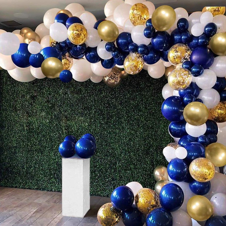 129Pcs Navy Blue Gold Balloon Arch Garland Kit White Gold Etsy