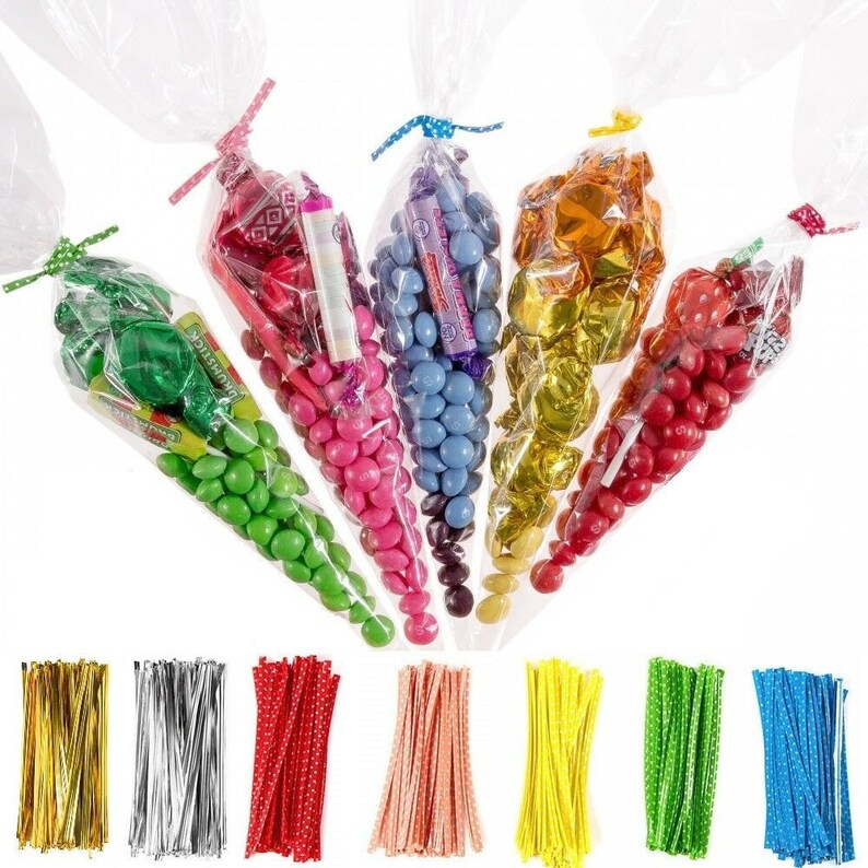 100 Pcs Clear Cellophane Cone Bags MEDIUM Sweet Party Favour Etsy UK