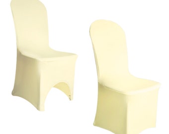 Ivory Spandex Lycra Chair Cover Flat Arched Front Covers - Wedding Party Decor