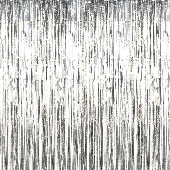 3m Silver Self Adhesive Foil Fringe Tinsel Shimmer Curtain Door