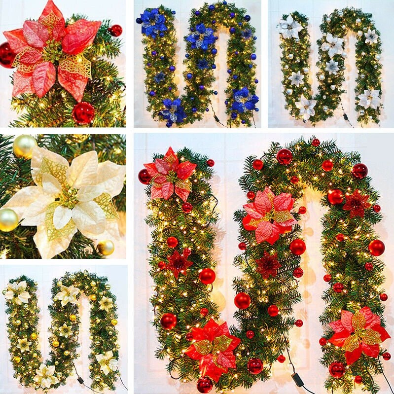 9FT/2.7M Light up Garland Christmas Garland Tree Fireplace DIY Etsy
