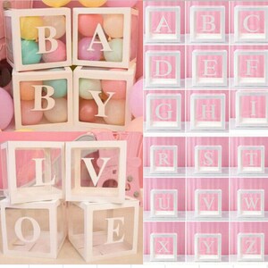 A-Z Custom Boy Girl Baby Shower Xmas Gifts Party Decorations Transparent Cardboard Box