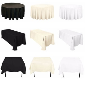 Polyester Tablecloth Table Cover Cloth Banquet Wedding Party White Black Ivory Plain Tableware Linen Christmas Halloween Table Decor Indoor