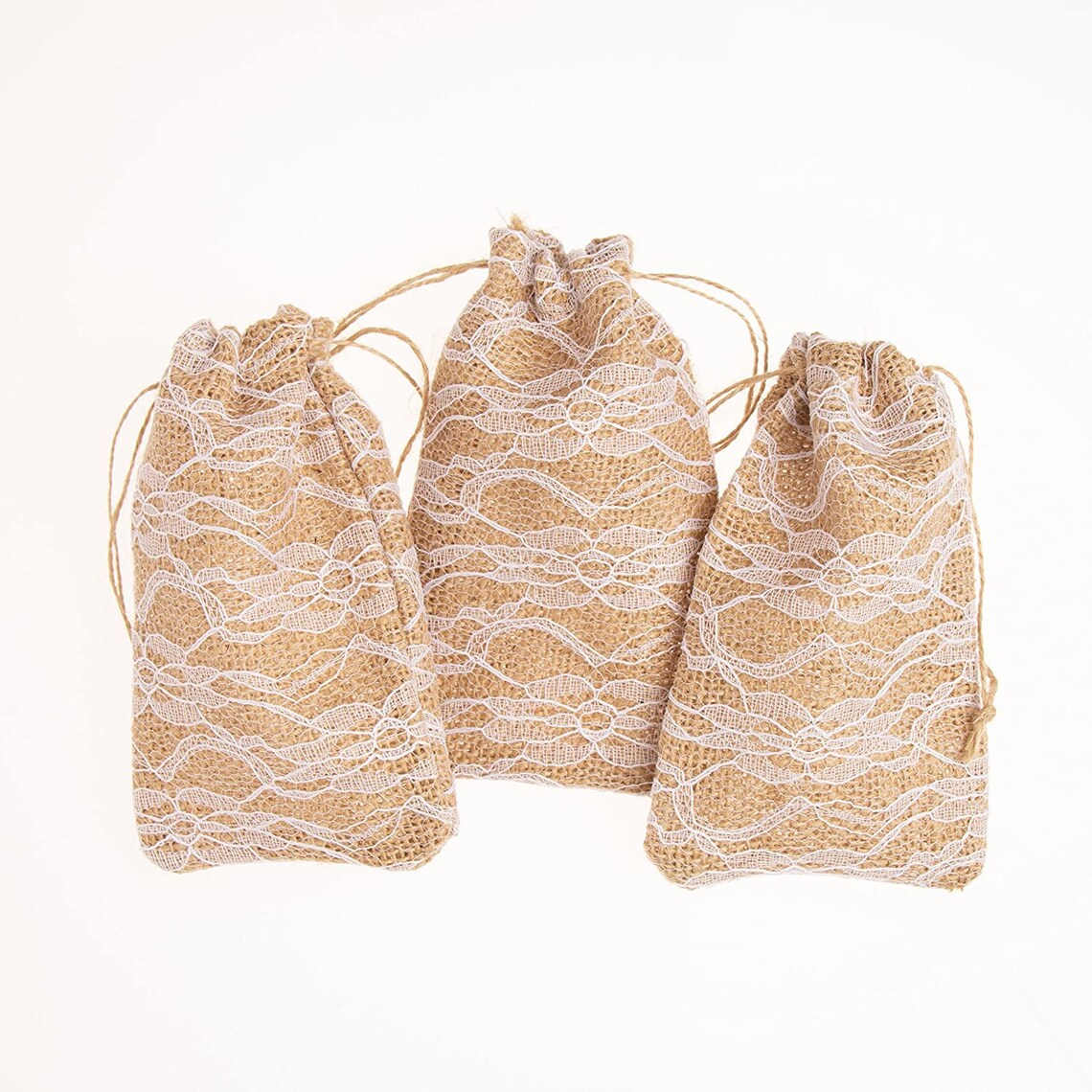 Burlap Lace Gift Bags W/twine 8x12cm Wedding Favor Jewelry Etsy