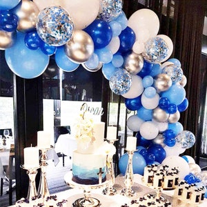 135 Pieces Blue Balloon Garland Arch Kit White Blue Silver - Etsy