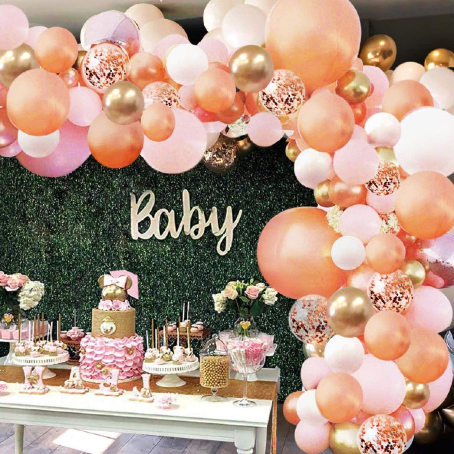 Guirnalda de corazones 3D de color rosa intenso, decoración de fiesta de 39  pies, flamenco para niña, baby shower, cumpleaños, baby shower