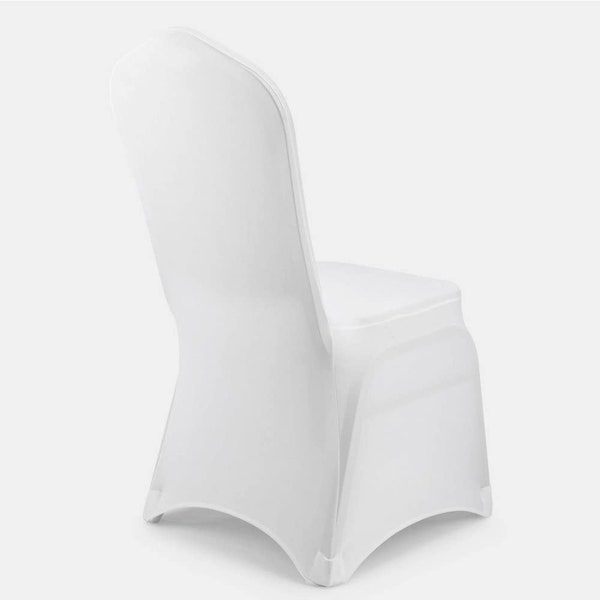 Haute qualité standard 220 g/m² - Housse de chaise en élasthanne blanche, Housses de chaise à l'avant plat - Décoration de fête de mariage