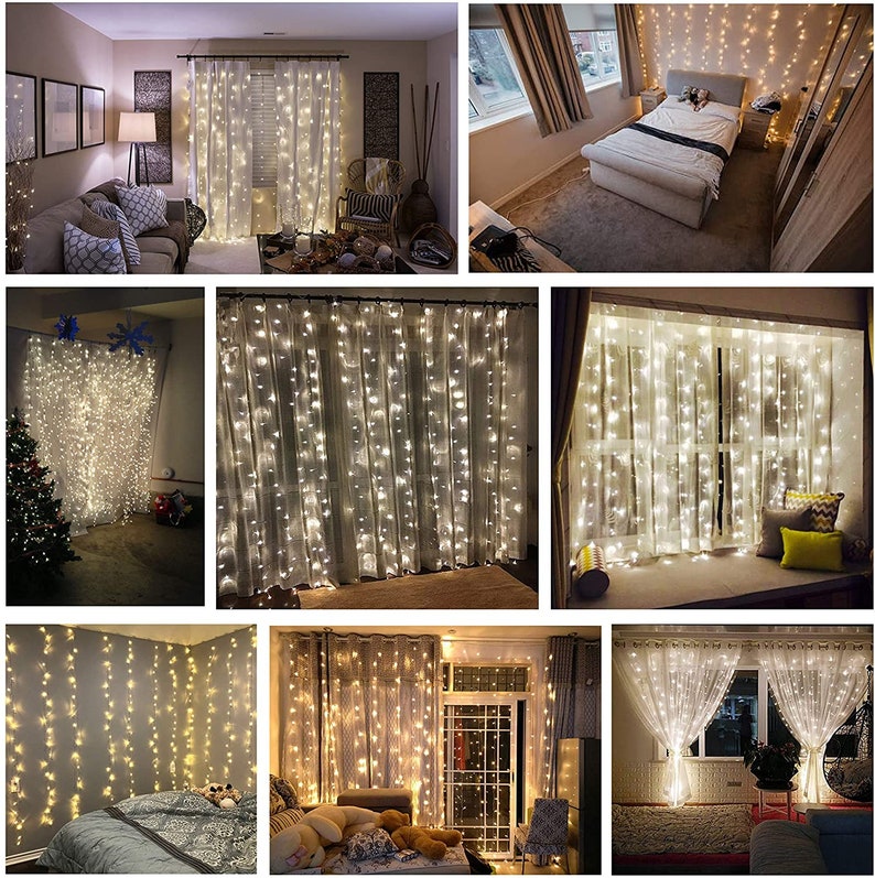Christmas Decor Fairy Lights Window Curtain Lights 8 Modes Etsy UK