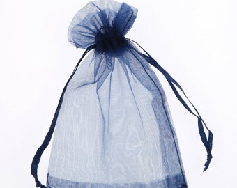 100 Navy Organza Gift Pouch Huwelijksgunst Tas Sieraden Pouch- 6 Maten