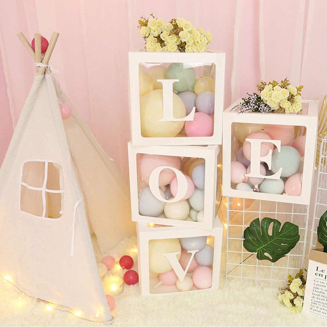 Baby Shower Decorations Box Kit 4pcs White LOVE Transparent Etsy UK